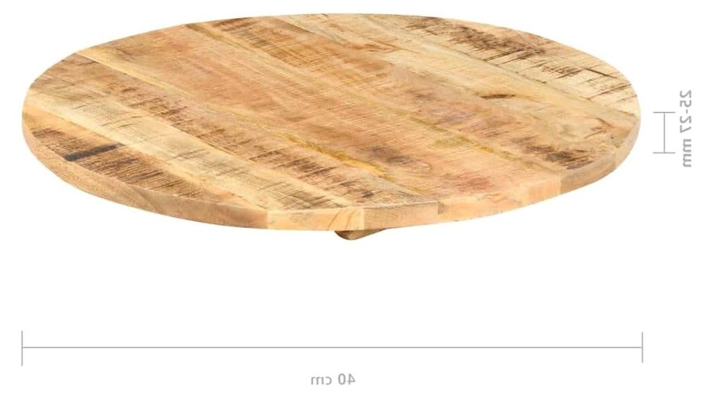 Tischplatte aus massivem Mangoholz für Esstisch oder Esszimmertisch rund 25-27mm 40cm