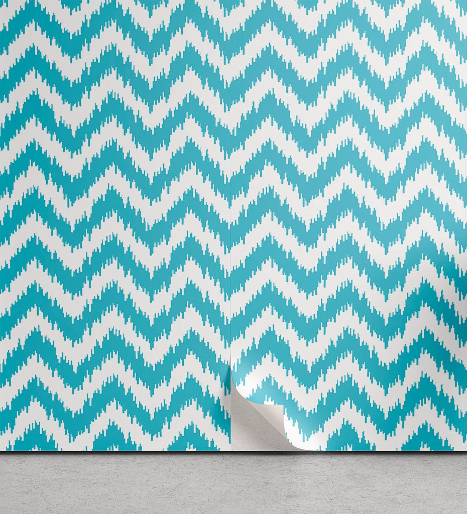ABAKUHAUS Aqua Chevron abziehbare & klebbare Tapete für Zuhause, Grungy Entwurf Zigzags, selbstklebendes Wohnzimmer Küchenakzent, 33 cm x 90 cm, ...