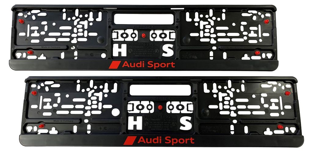 2x Original AUDI SPORT Premium Kennzeichenhalter Halter für alle Fahrzeuge – Produktansicht