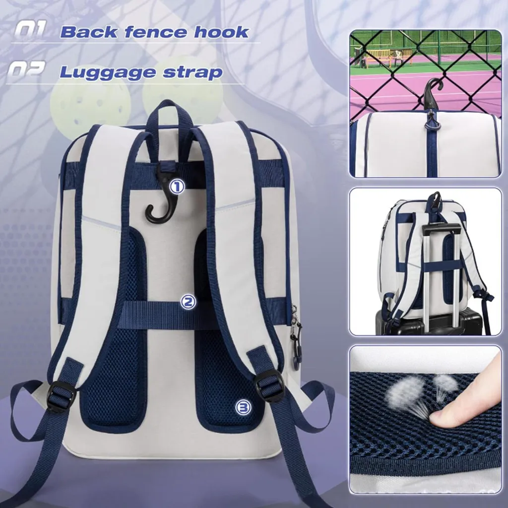 Sac à Dos de Sport Multi-Compartiments Blanc avec Rangement Chaussures - 9