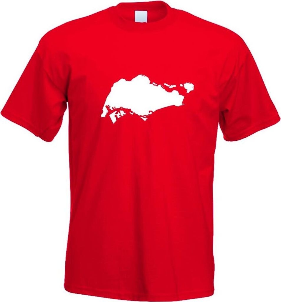 Kiwistar - T-Shirt - rot - Singapur Umriss Kontur Herren Funshirt Bedruckt Design Sprüche Spruch Motive - mit Motiv Bedruckt - Funshirt Design - S...
