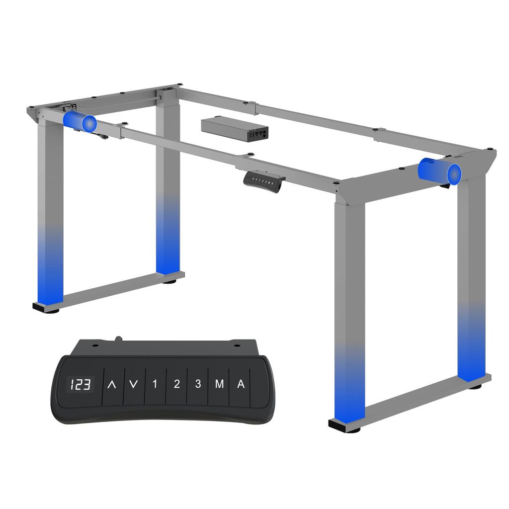 FLEXISPOT Höhenverstellbares Tischgestell Elektrisch mit 4 Beinen, Doppelmotor, 150 KG TRAGLAST, 3 Speicherplätzen Esszimmertisch/Schreibtisch Grau