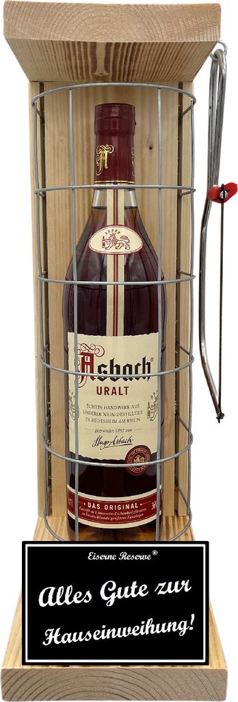 Asbach Uralt - Alles Gute zur Hauseinweihung - Eiserne Reserve Gitterkäfig Geschenk zur Hauseinweihung
