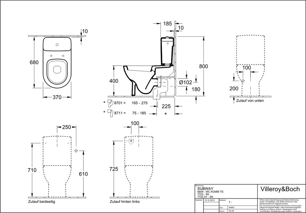 Villeroy & Boch V&B Spülkasten SUBWAY Zul seitl od von hinten weiß ceramicplus