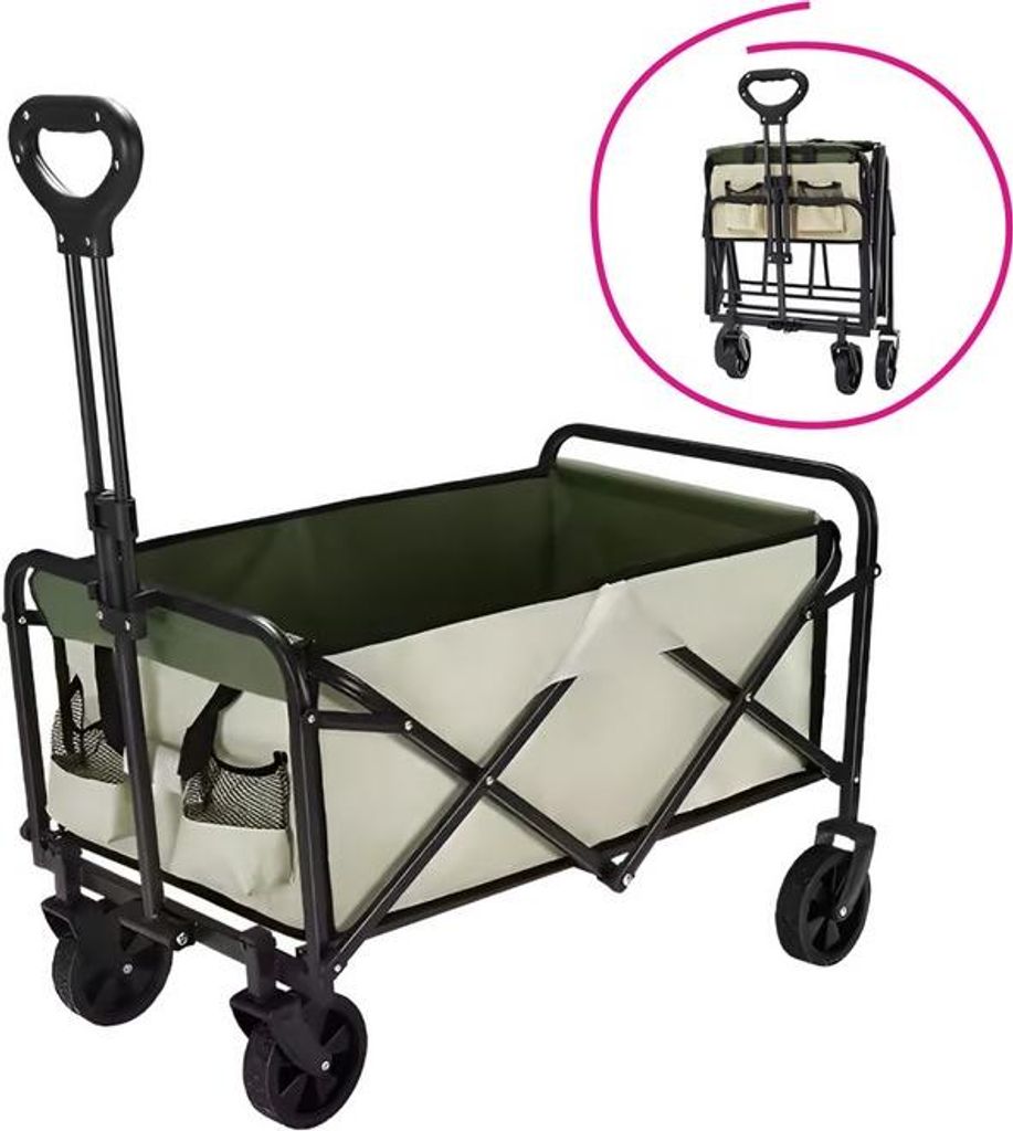 Kondela Faltbarer Gartenwagen Karil - beige / grün / schwarz