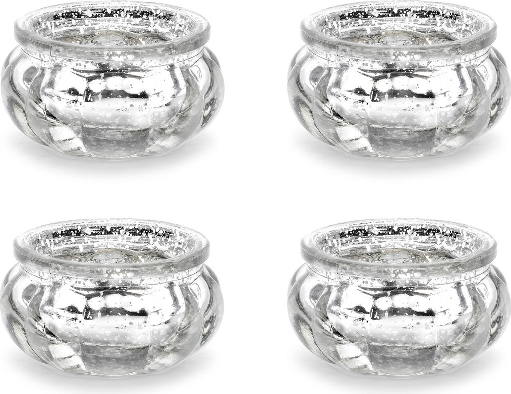 Teelichtgläser 6x3cm silber 4er Set Produktbild 