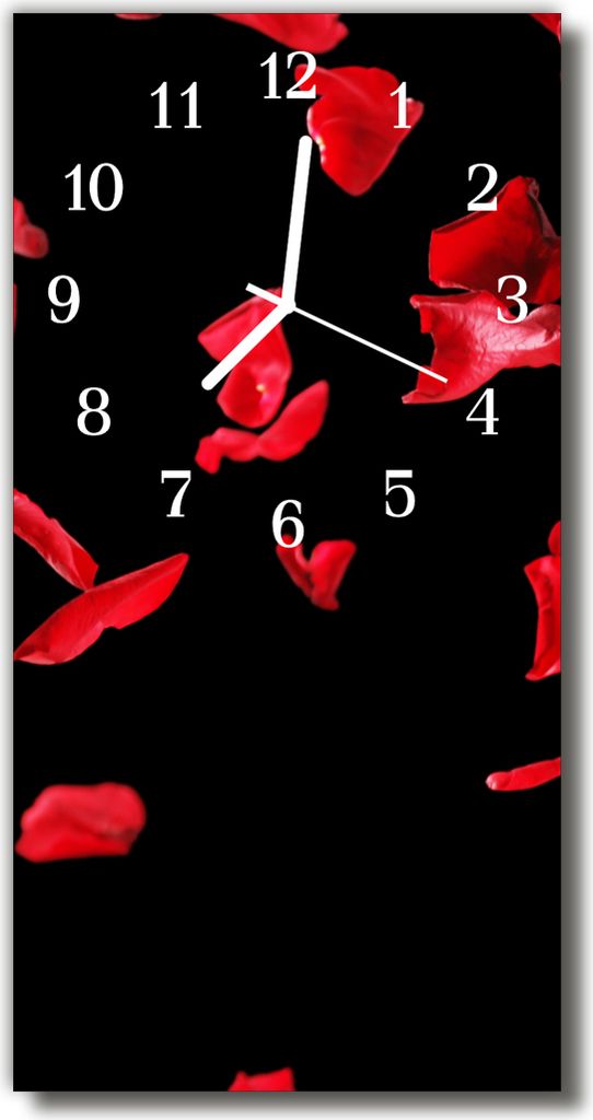 Tulup Glasuhr Wanduhr Küchenuhr Echt-Glas 30x60 Rosenblüten Mehrfarbig