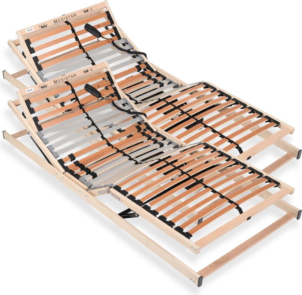 Lattenrost 200x200 cm montiert elektrisch verstellbares Kopf & Fußteil 5 Zonen 28 Latten Belastbarkeit 150 kg Germany Birkenschichtholz