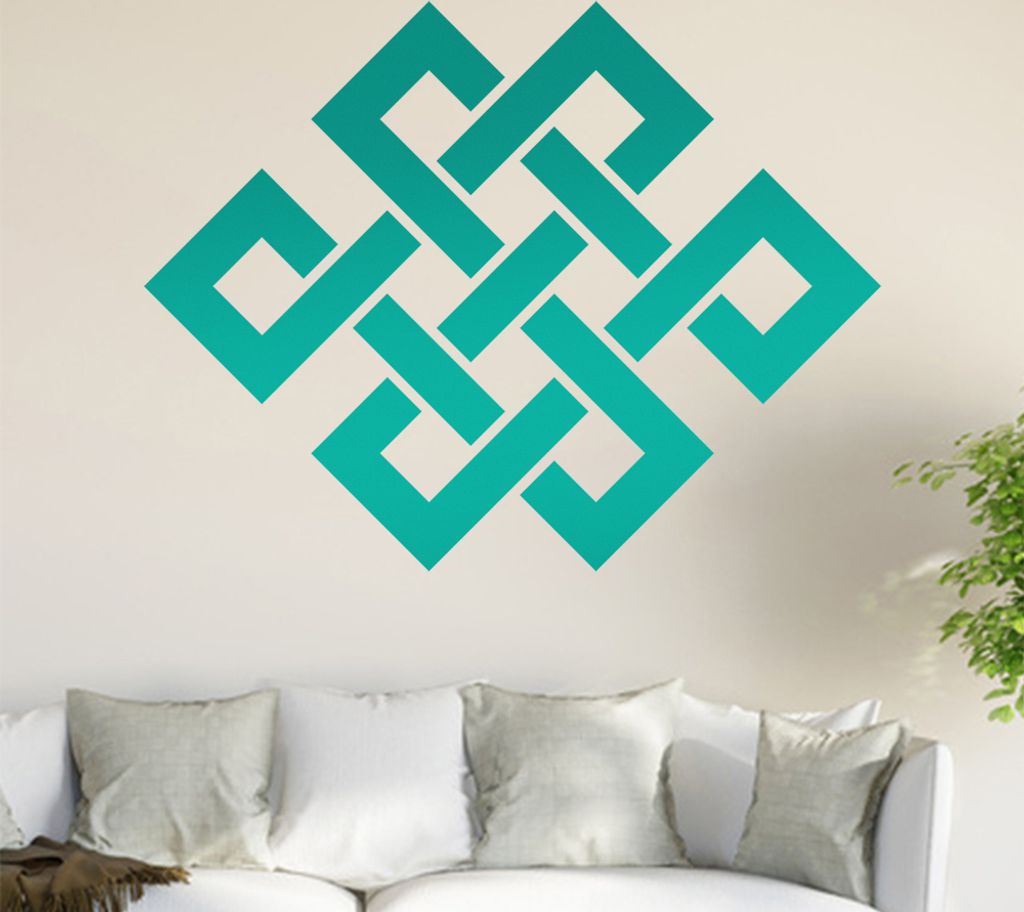 Buddhistischer Endlosknoten Wandtattoo in 6 Größen - Wandaufkleber Wall Sticker - Dekoration, Küche, Wohnzimmer, Schlafzimmer, Badezimmer