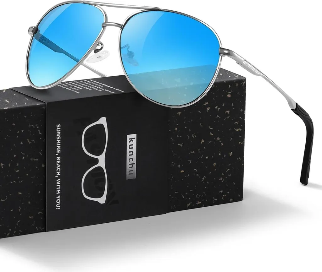 Occhiali Da Sole Unisex Con Lenti Polarizzate E Protezione UV400, Modello Classico Rettangolare, Nero