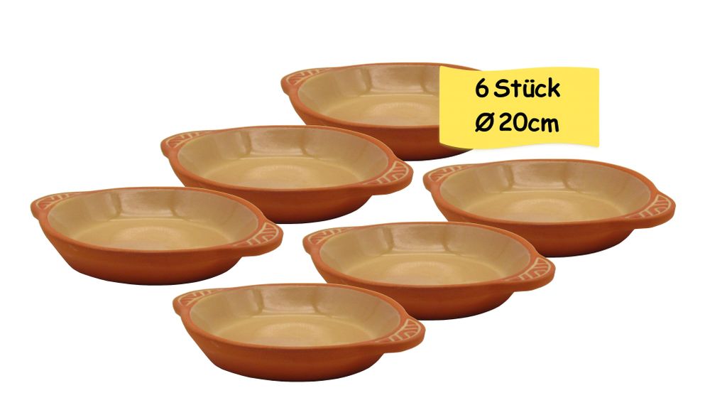 Mediterranes Tapasschalen-Set 6 Stück Ø20 cm – Gelb – Ofenfest & Spülmaschinengeeignet