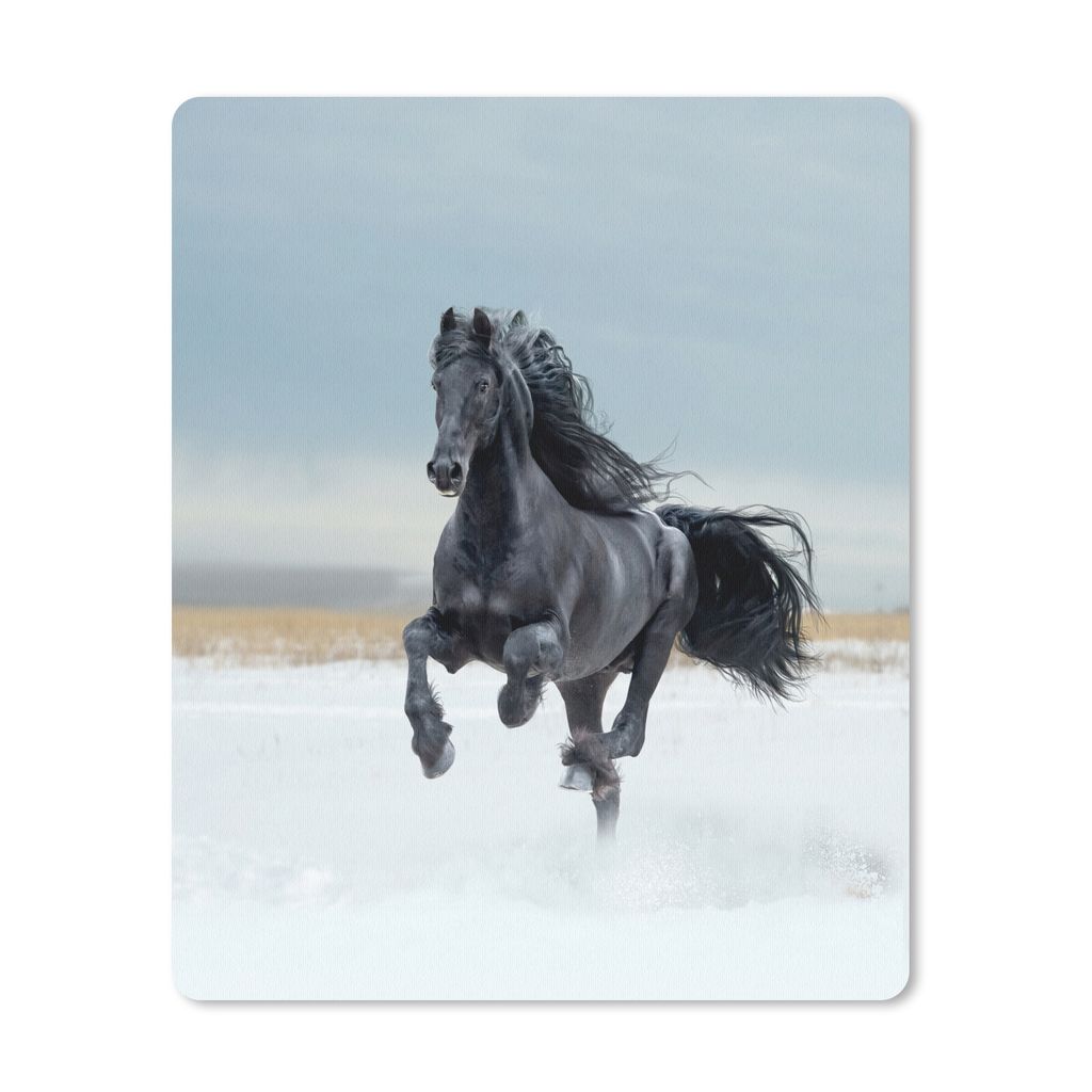 MuchoWow Mauspad Mousepad Pferd - Schwarz - Schnee 19x23 cm - Mousepads - Maus Mat - Pad - Mausunterlage - Mauspads - Spielen