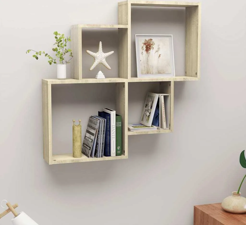 The Living Store Scaffale a cubo rovere Sonoma 80x15x78,5 cm Materiale in legno