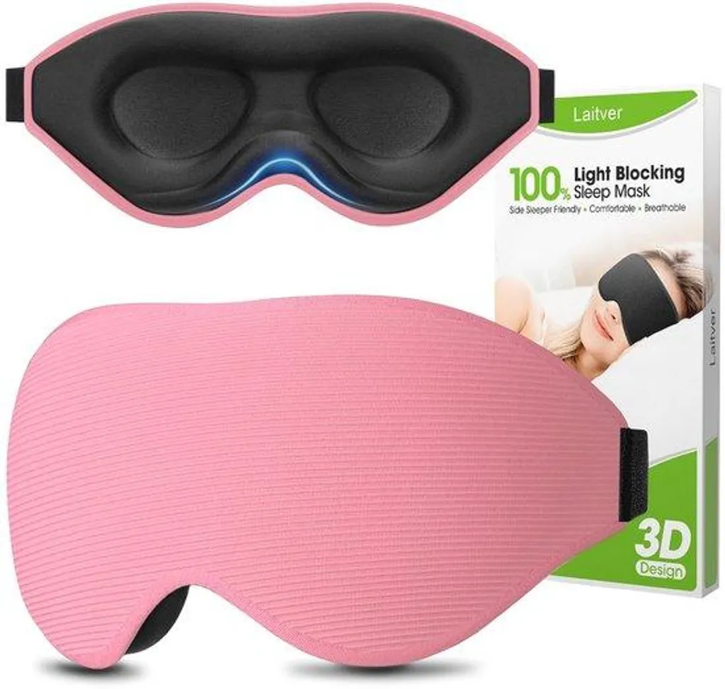Masque sommeil 3D ergonomique rose 2025 : occultation et douceur côté