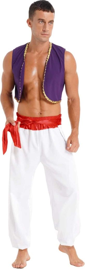 Arabisches Prinzenkostüm für Herren Gr. L : Halloween- und Rollenspielkostüm - Koreanische Weste Lange Pumphose König Fasching Kostüm Set
