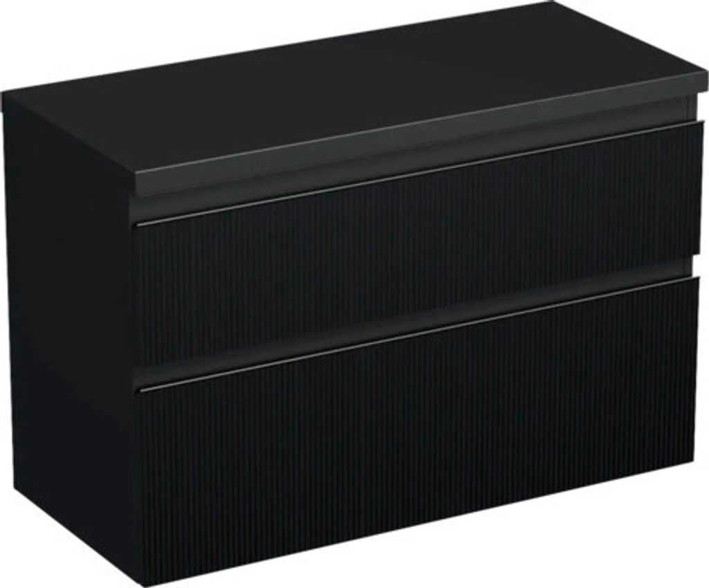 Jungborn Waschtischunterschrank TRENTA BxHxT 96,7 x 64,6 x 44,5 cm Frontfarbe schwarz matt TRE DESK 100 2Z B A9276