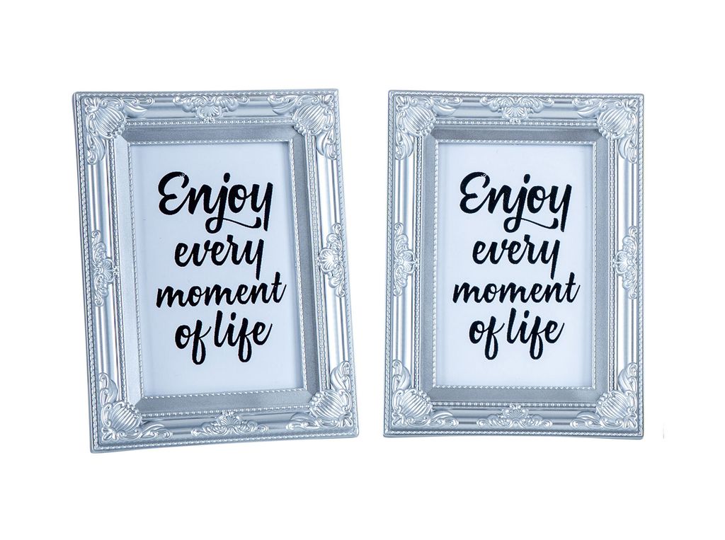 2er Set Fotorahmen 10x15 Silber Fotoaufsteller Barock Shabby Chic Antik Einzelrahmen Portraitrahmen