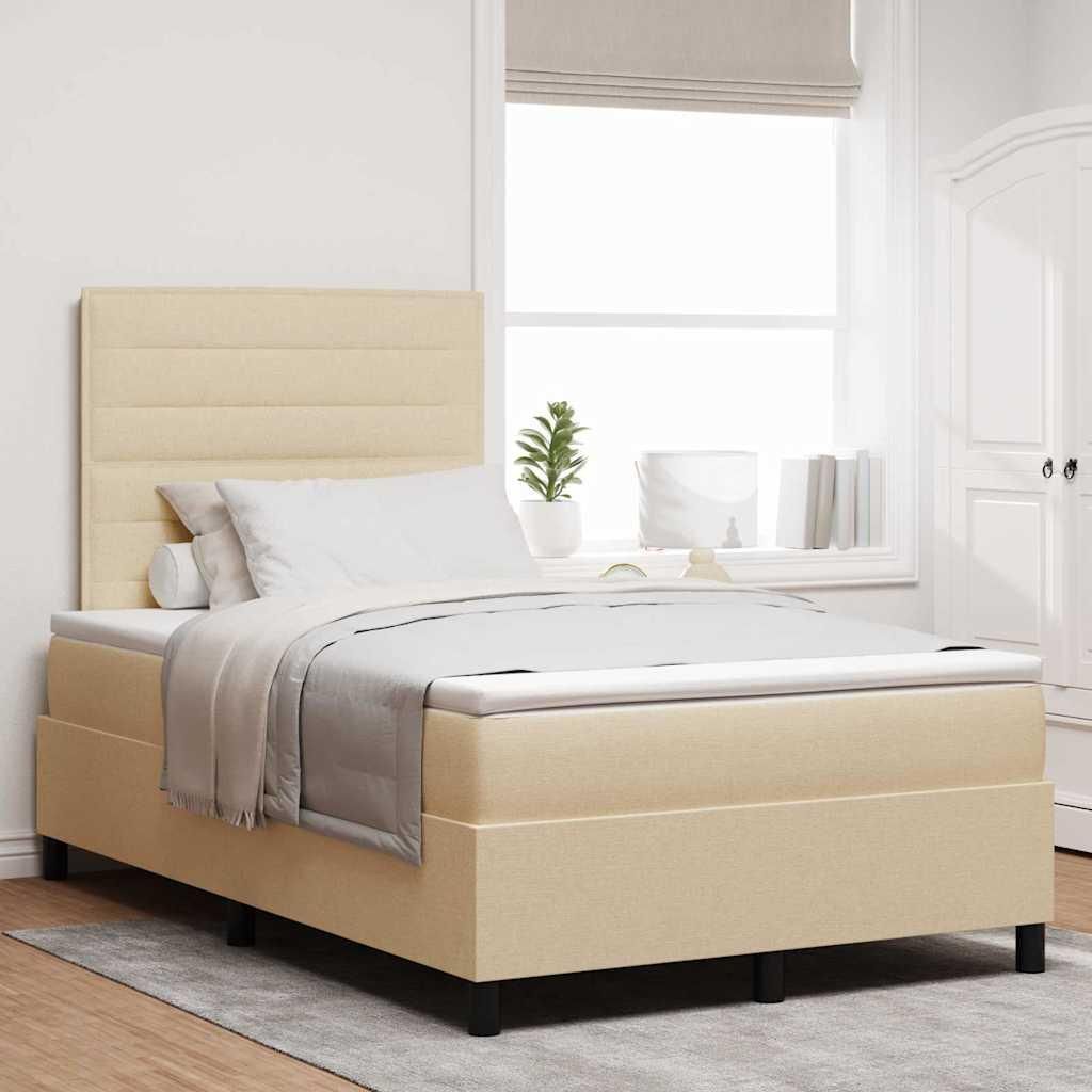Möbel Boxspringbett mit Matratze Creme 120 x 200 cm Stoff - Klassische Betten 3339306