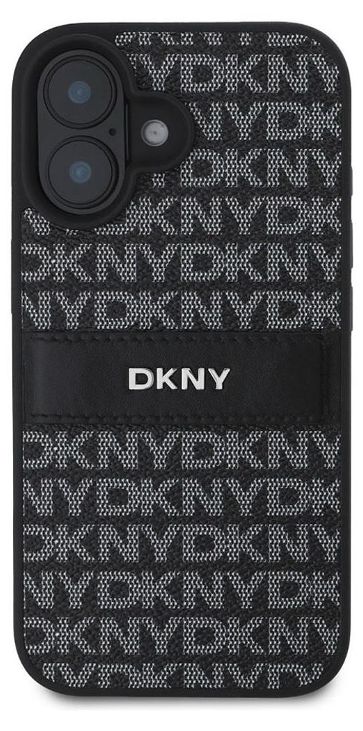DKNY, Schutzhülle Repeat Pattern Tonal Stripe f. Apple iPhone 16 Plus, Schwarz