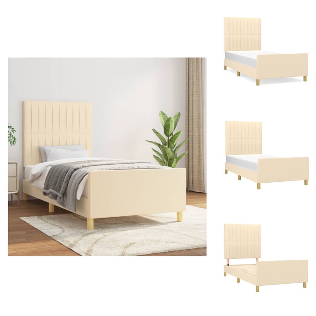 vidaXL Bettgestell mit Kopfteil Creme 90x200 cm Stoff - Betten & Bettgestelle