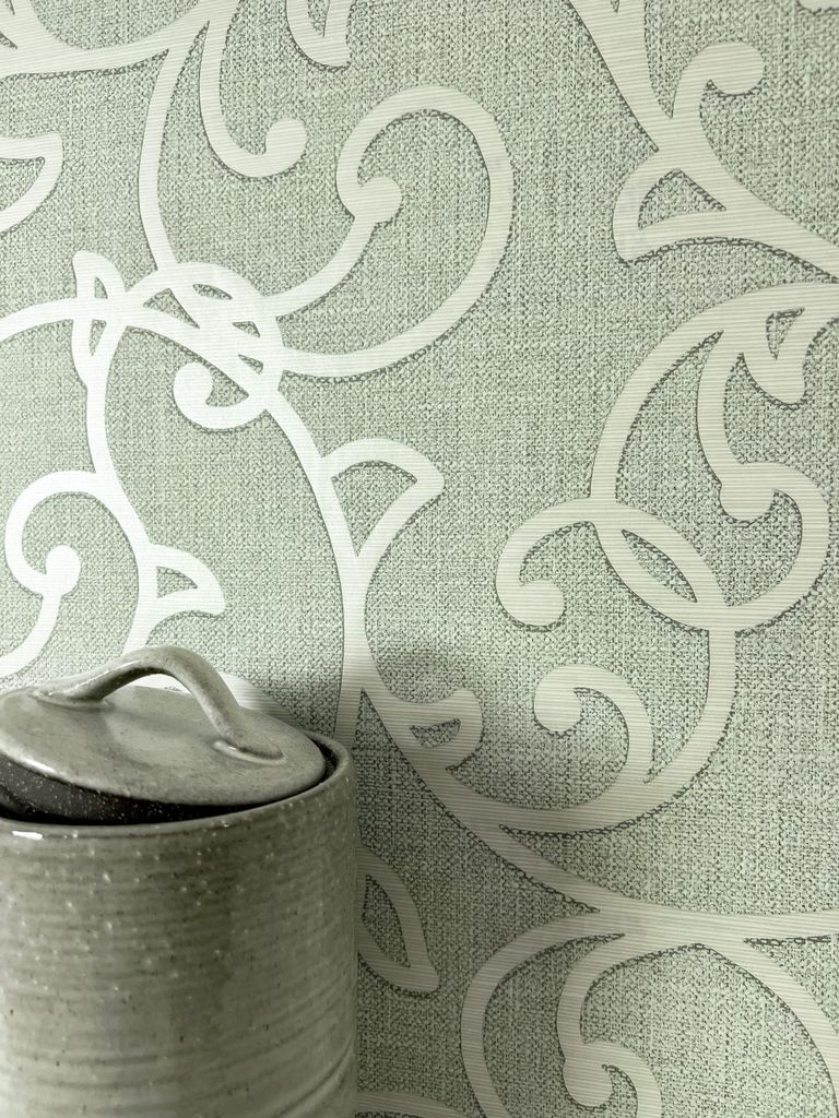 NEWROOM Tapete Varallo Olive Vliestapete - Vintage Ornamente Leicht glänzend Germany