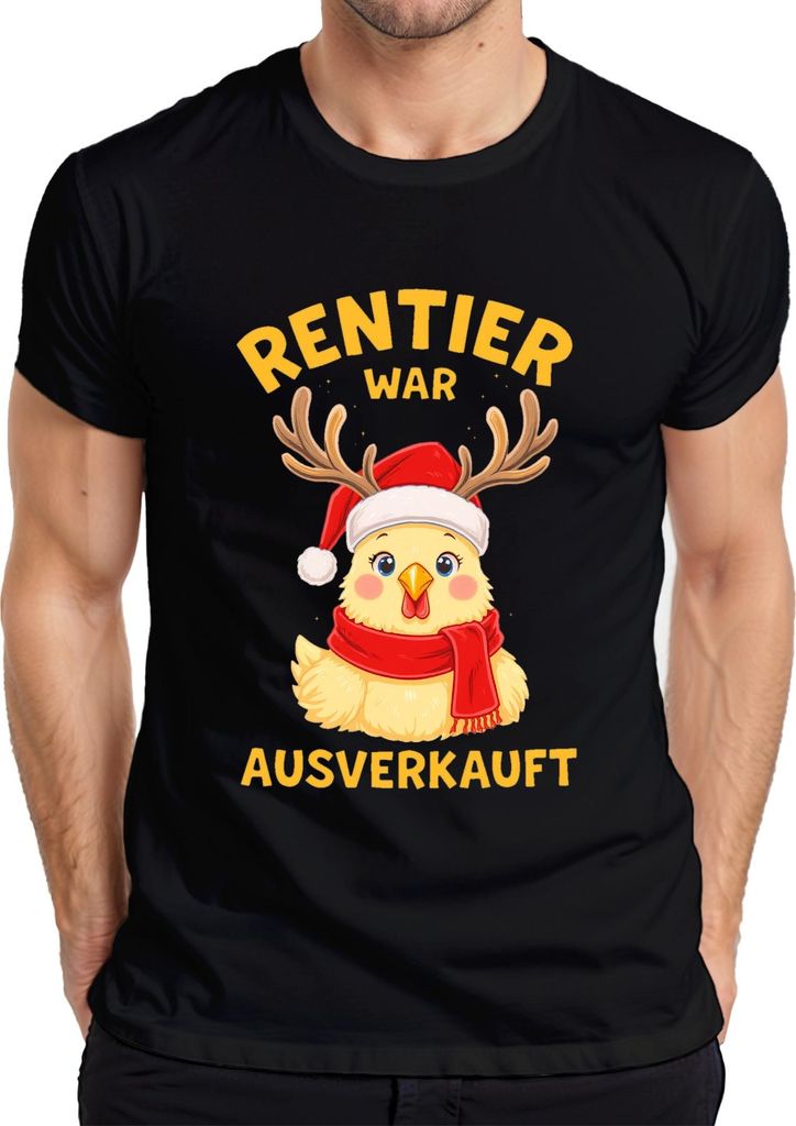 Rentier war t lustig Küken Weihnachten Santa Geschenk Herren T-Shirt, Schwarz, XXL