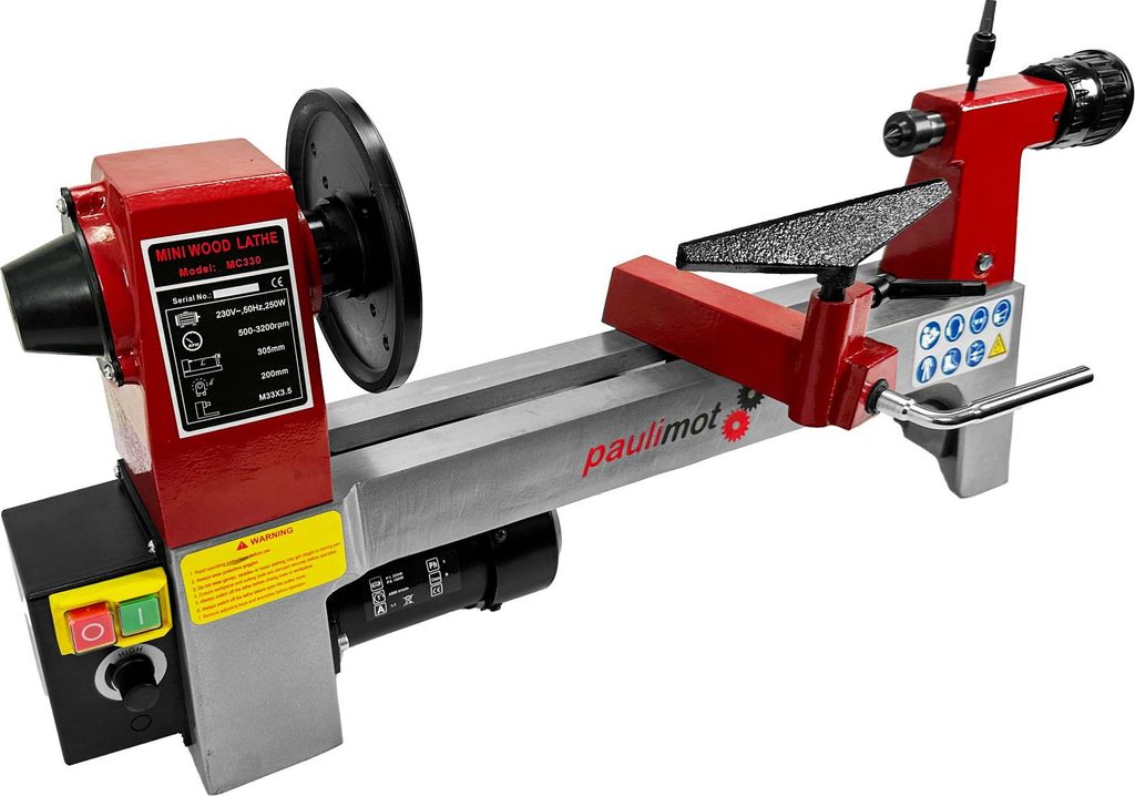 PAULIMOT Drechselbank DM300-V, 330 mm Spitzenweite, 250 Watt Motor