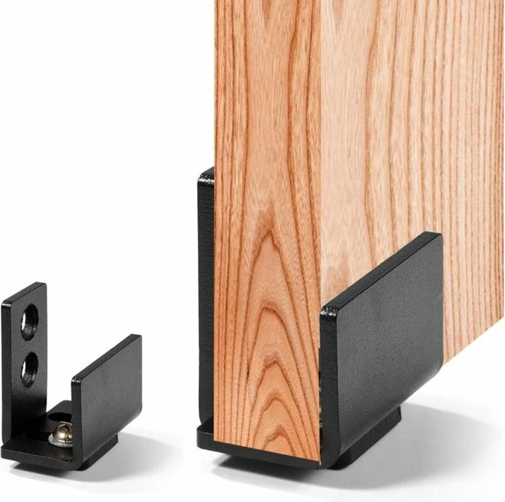 Schiebetürführung aus schwarzem Kohlenstoffstahl, Wandmontage, Hardware für Hochleistungs-Bodenführung mit Schrauben (1 Stück)