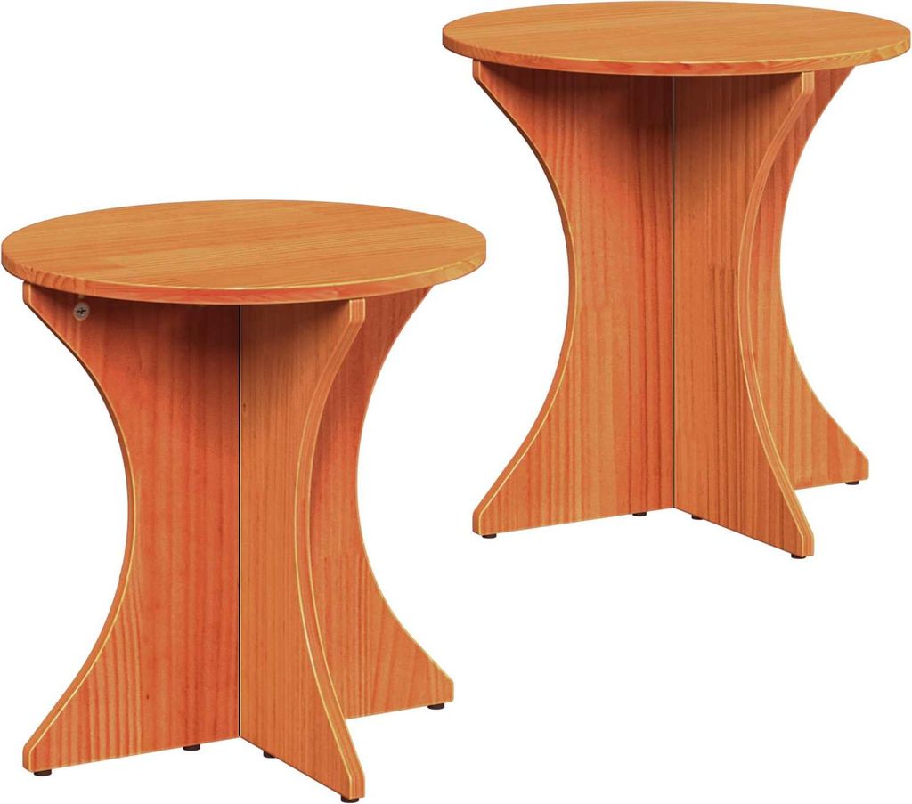 Couchtisch 2 pcs Wachsbraun Massivholz Kiefer