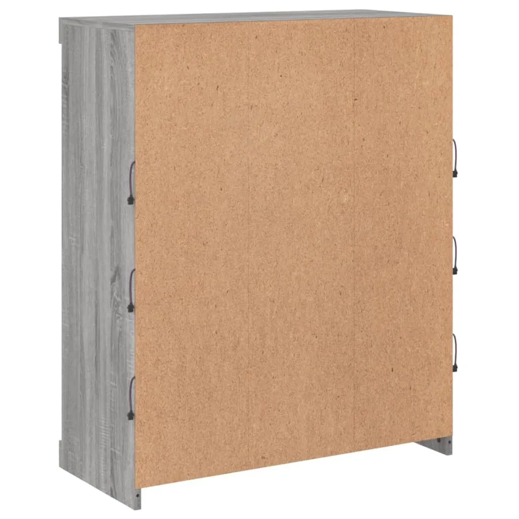 Credenza con luci LED Grigio Sonoma 81x37x100 cm - 9