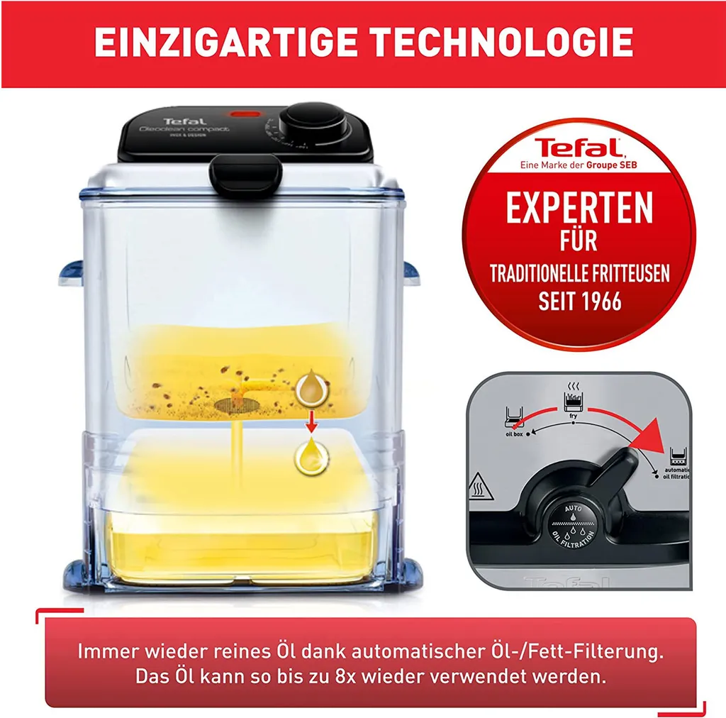 Friteuse sans odeur facile à nettoyer Tefal Oleoclean Compact - 9
