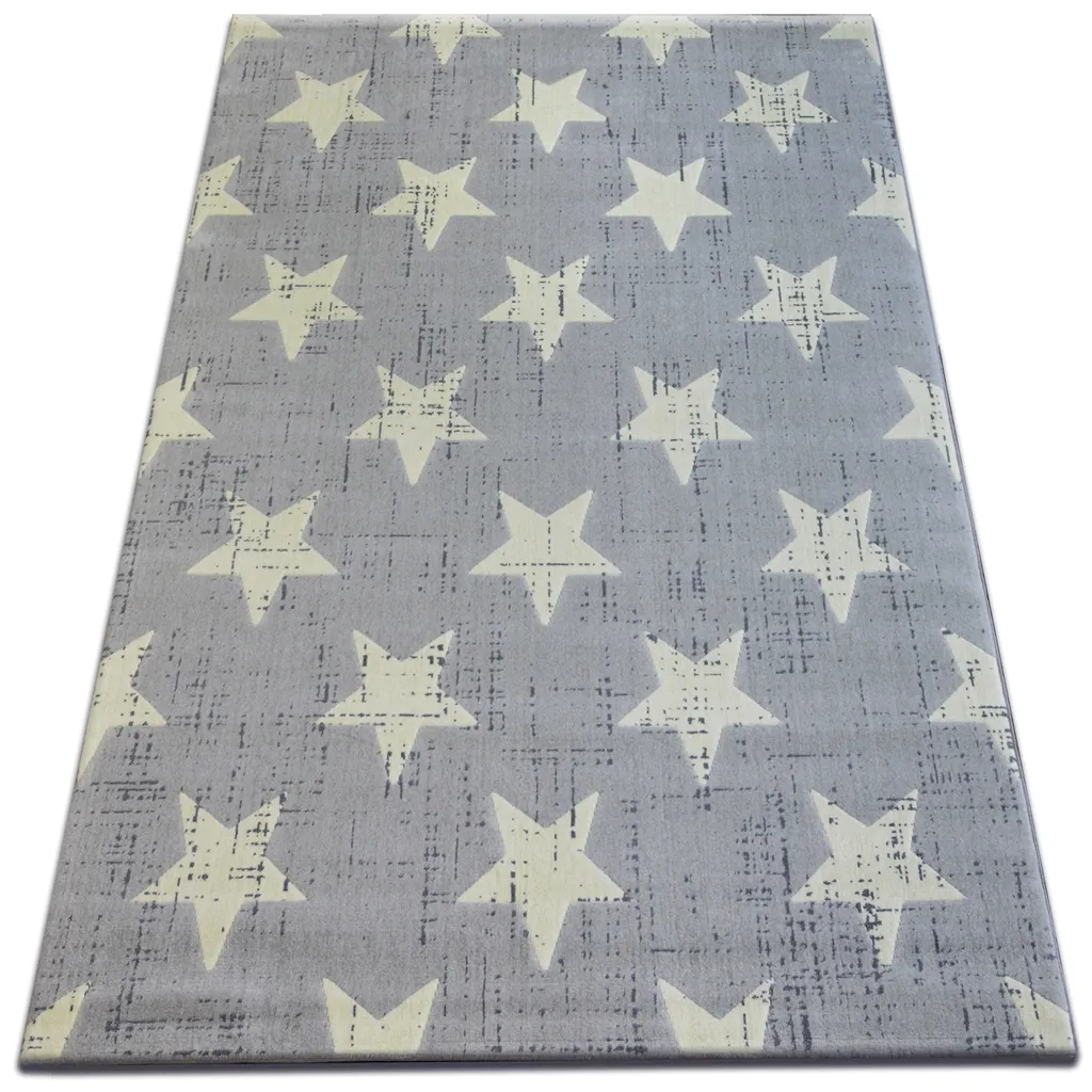 Tapis de Salon Gris à Motifs Étoiles 120x170 cm - Collection Scandi