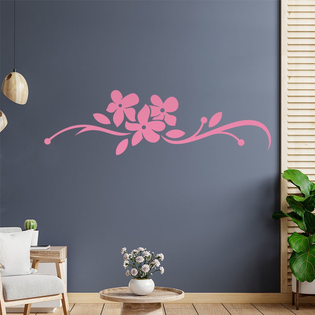 Blumen - Linien Wandtattoo in 6 Größen - Wandaufkleber Wall Sticker - Dekoration, Küche, Wohnzimmer, Schlafzimmer, Badezimmer