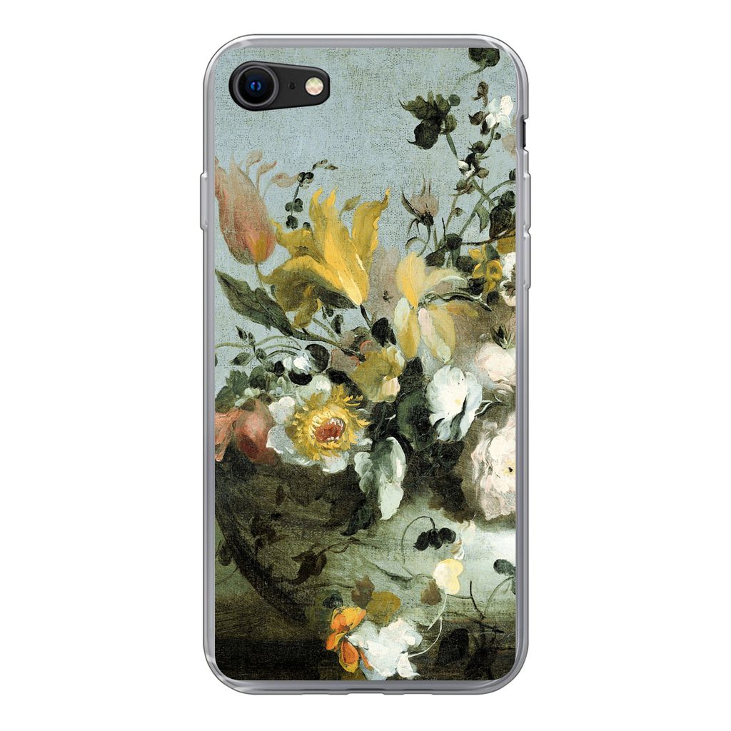 MuchoWow Handyhülle Schutzhülle Hülle für iPhone 7 Blumen - Alte Meister - Barock Silikon Softcase Handy Hülle - Kartenhalter