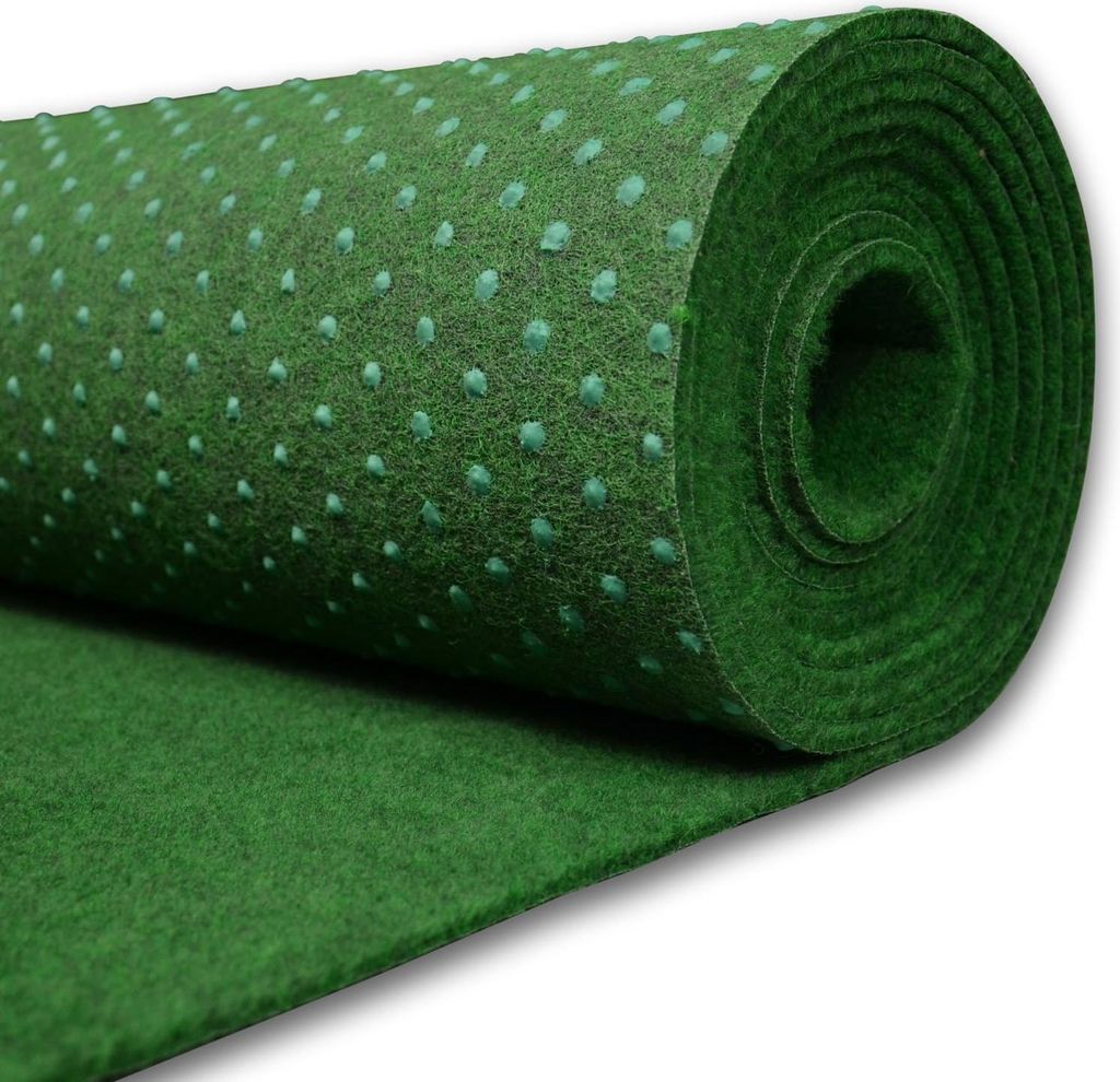 MDEKOR Outdoor-Rasenteppich 150x200 cm für Balkon, Dunkelgrün, wasserdurchlässiger Kunstrasen mit Noppen, 2 m breit