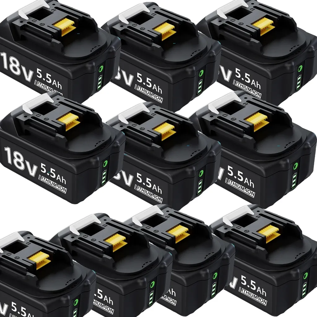 Pack de 10 batteries 18V 5,5Ah compatibles Makita avec indicateur de charge LED