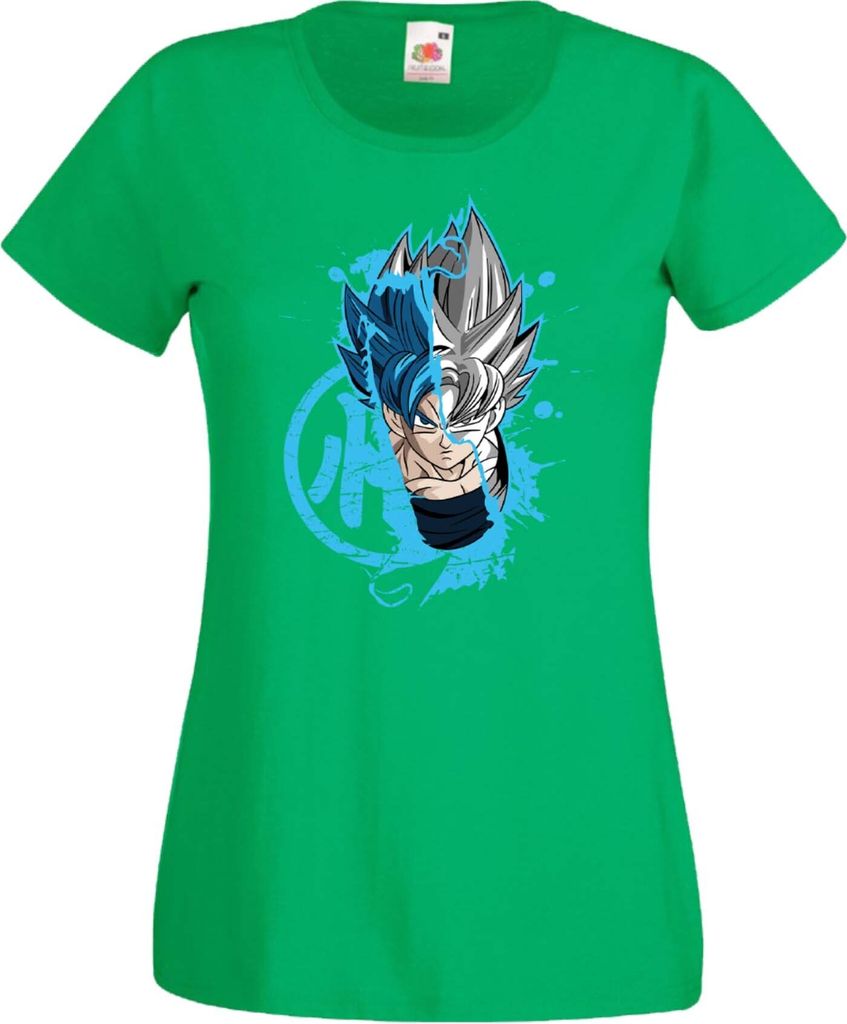 Damen T-Shirt Anime Manga Dragon Anime Manga Ball Z Goku Super Saiyan 01 Saiyan, Lady XL / Grün