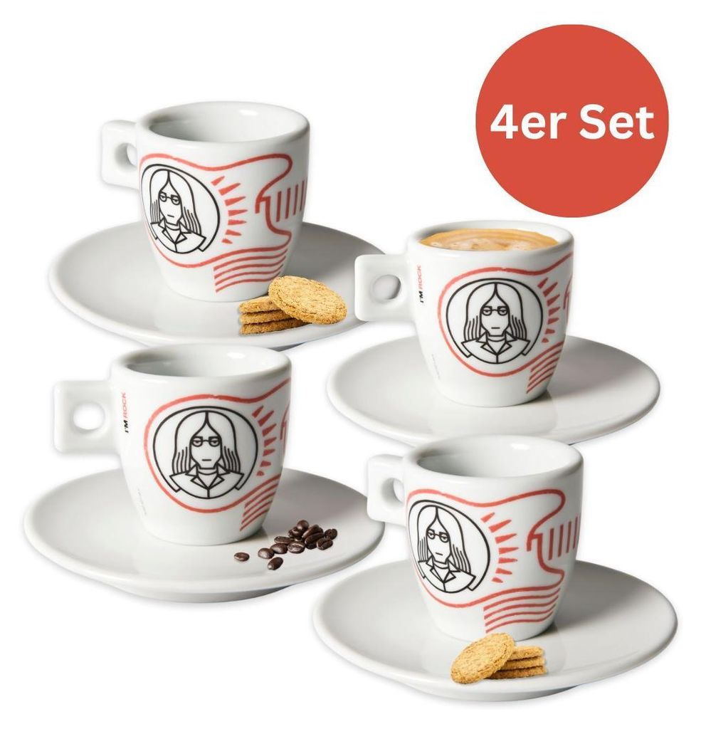 Caffè Moak Espressotasse I`M ROCK mit Untertasse 4er Set