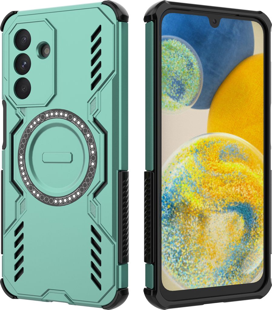 Magnetisch Hülle für Samsung Galaxy A26, Hybrid PC TPU Bumper Stoßfestes Loch Wärmeableitung Handyhülle Grün