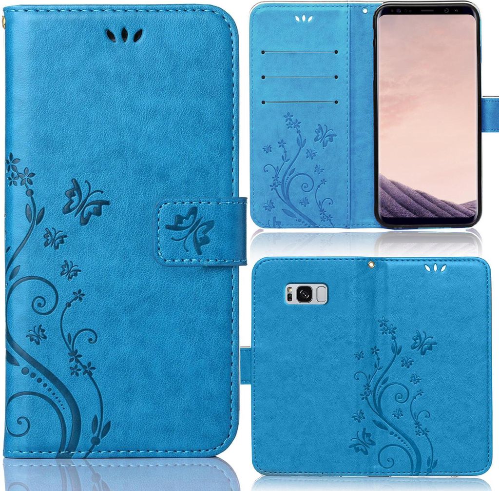 Samsung Galaxy S8 Bookstyle Flower Look Blau