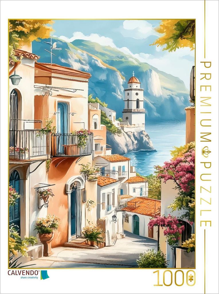 CALVENDO Puzzle Blick auf die herrliche Bergwelt Amalfis | 1000 Teile Lege-Größe 64x48cm Foto-Puzzle für glückliche Stunden