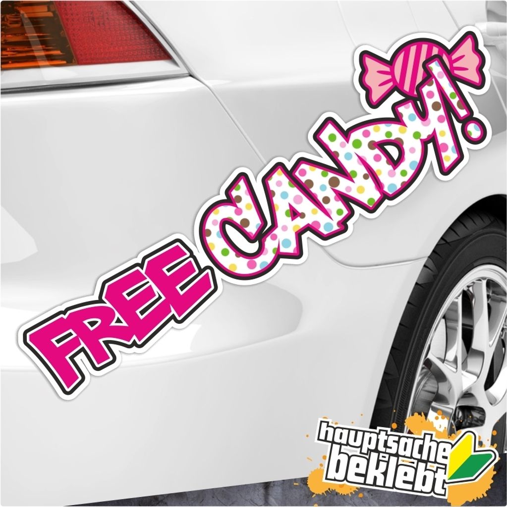 Kiwistar - Autoaufkleber - Free Candy Aufkleber - 18 x 11 cm - für Auto, Laptop, Fahrrad, LKW, Motorrad Aufkleber mehrfarbig Sticker Decal 20 x 4 cm