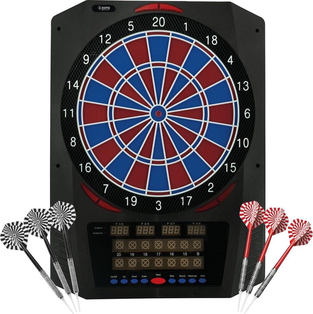 KOTO – Dartscheibe Elektronisch Royal 580, 6 Softdarts, 36 Spiele, Über 580 Varianten, Für 1 bis 8 Spieler