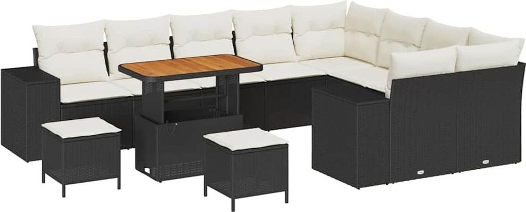 "2026 MODERNE" Garten-Sofa-Set - Balkonmöbel/Loungeset - elegantes Design - mit Kissen mit Kissen 12 pcs Schwarz und Creme - 90x55x71cm - Gartenso...