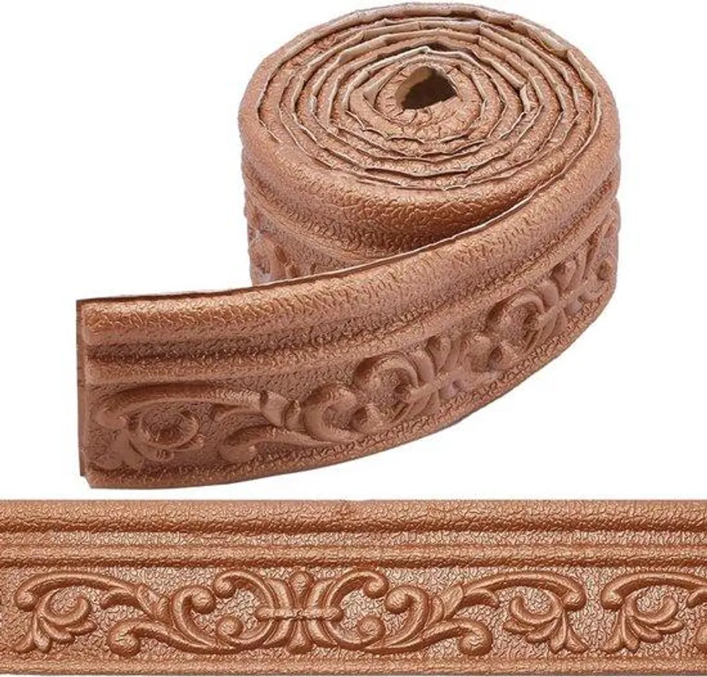 Bordure Décorative 3D Marron - Moulure en Mousse Adhésive pour Papier Peint