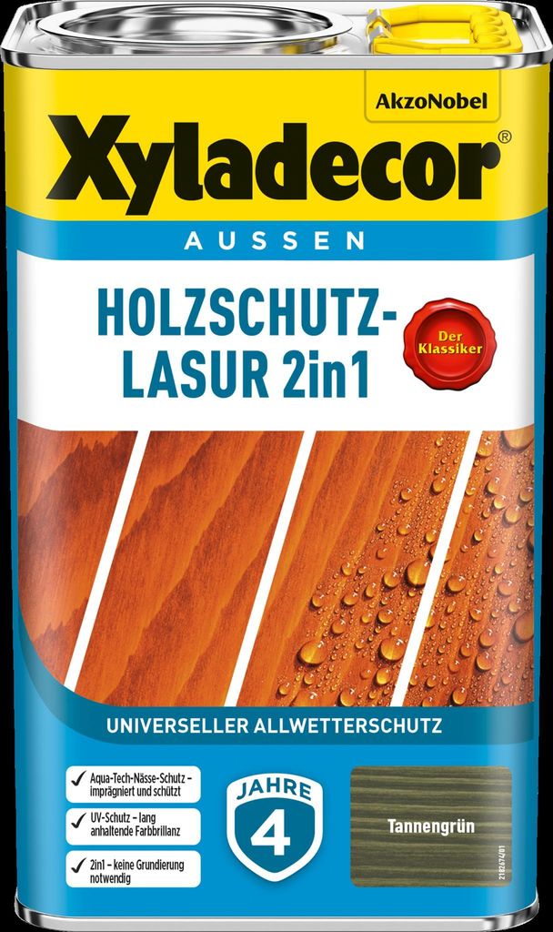 Xyladecor Holzschutz-Lasur 2in1, Tannengrün, 2,5 l - Produktbild 