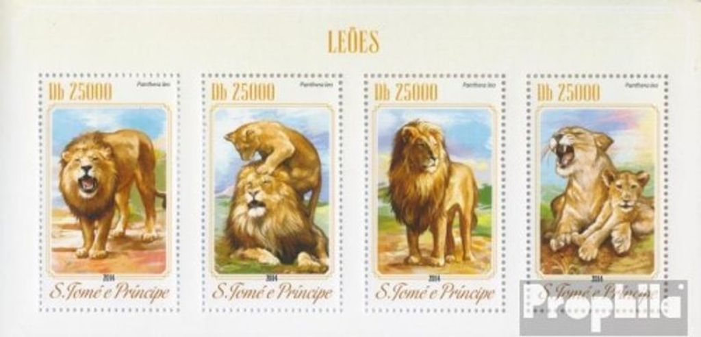Briefmarken Sao Tome e Principe 2014 Mi 5835-5838 Kleinbogen (kompl. Ausgabe) postfrisch Lions