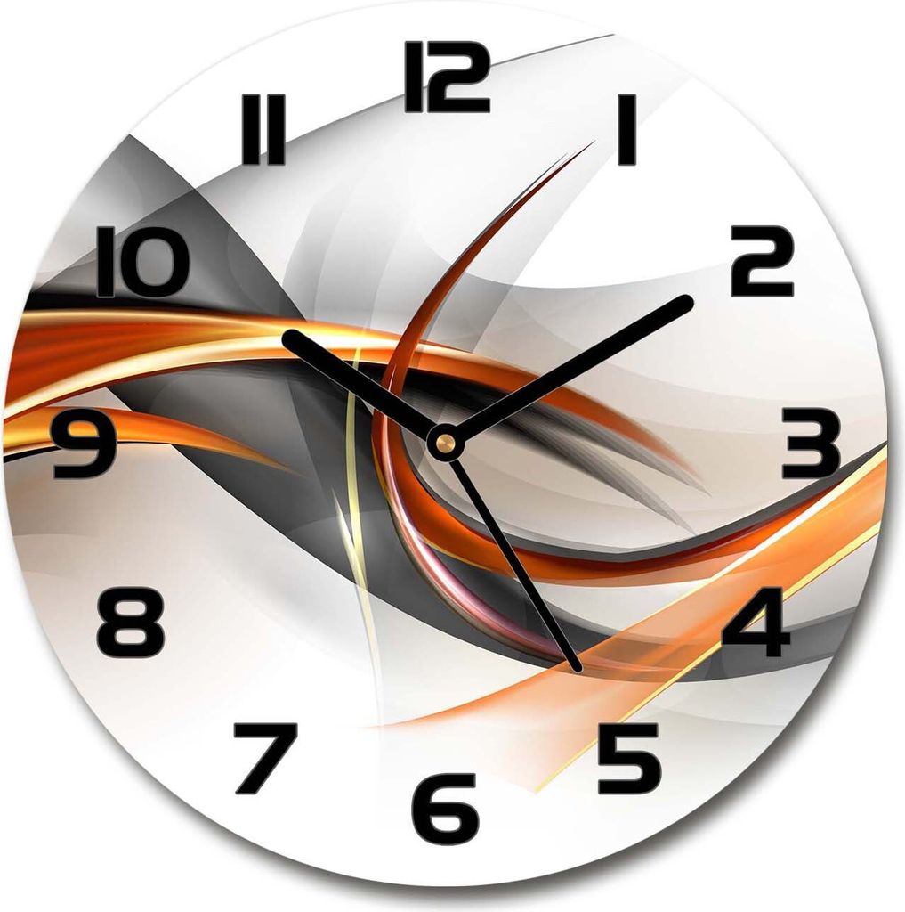 Wanduhr aus Glas 30fi Glasbild Glasuhr Gehärtetes Glas - schwarze-zeiger - Waves abstraction