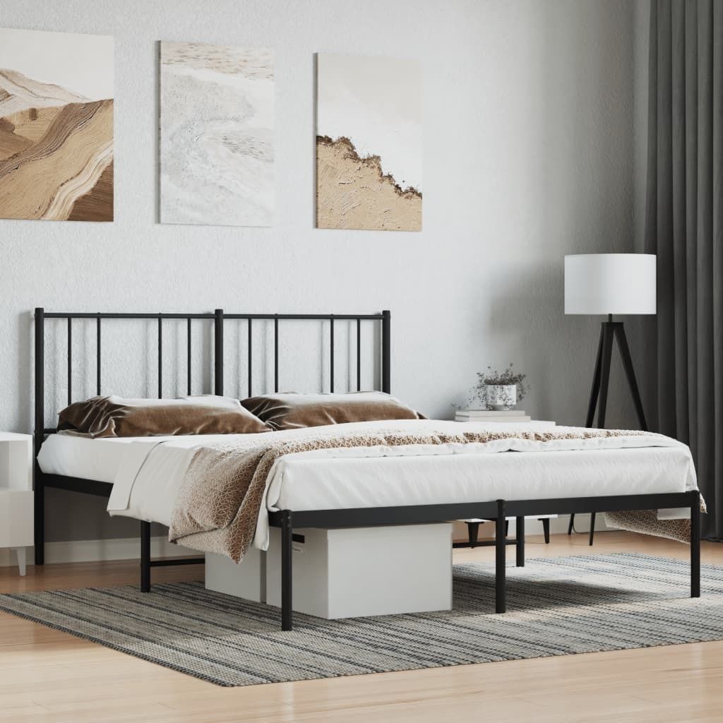 Bettgestell mit Kopfteil Metall Schwarz 140x190 cm , Klassische Betten Design 2024