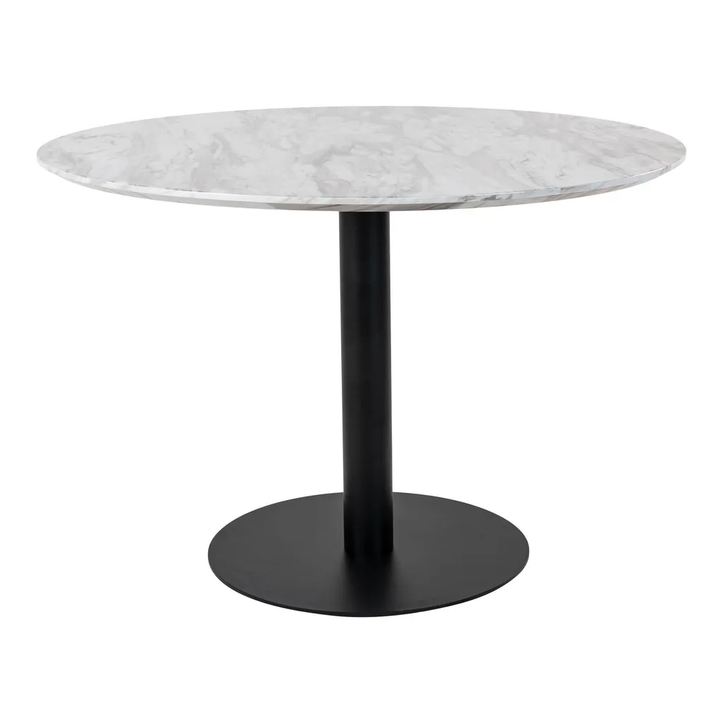 Table de salle à manger ronde 110 cm effet marbre blanc design Bologna